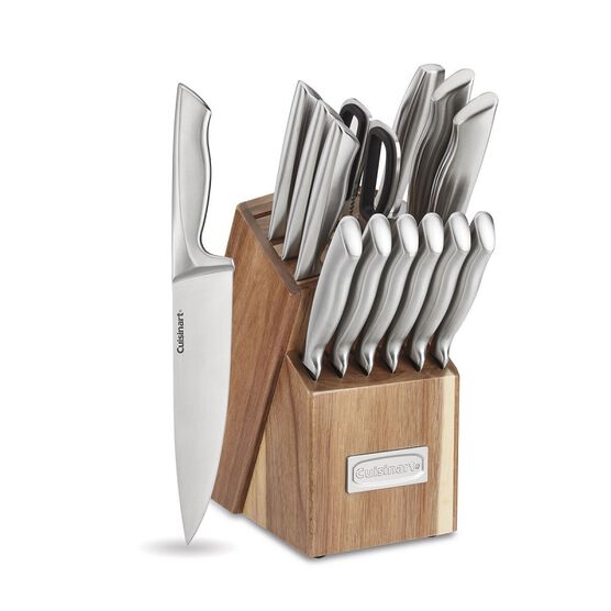 BLOQUES DE CUCHILLOS DE ACERO INOXIDABLE SERIE ELITE DE 15 PIEZAS CON BLOQUE DE ACACIA
